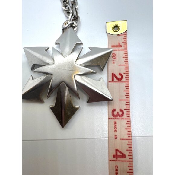 Vintage Trifari Silver-Tone Starburst Atomic Pendant Necklace Bold Statement - Picture 7 of 10